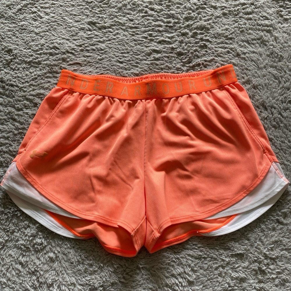 Under Armour orange and white shorts